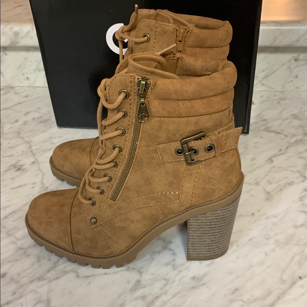 G by Guess Tan Lace-Up high heel Boots W Side Zip Size 8.5 NEW with Box Jaydyn2 - Picture 3 of 10